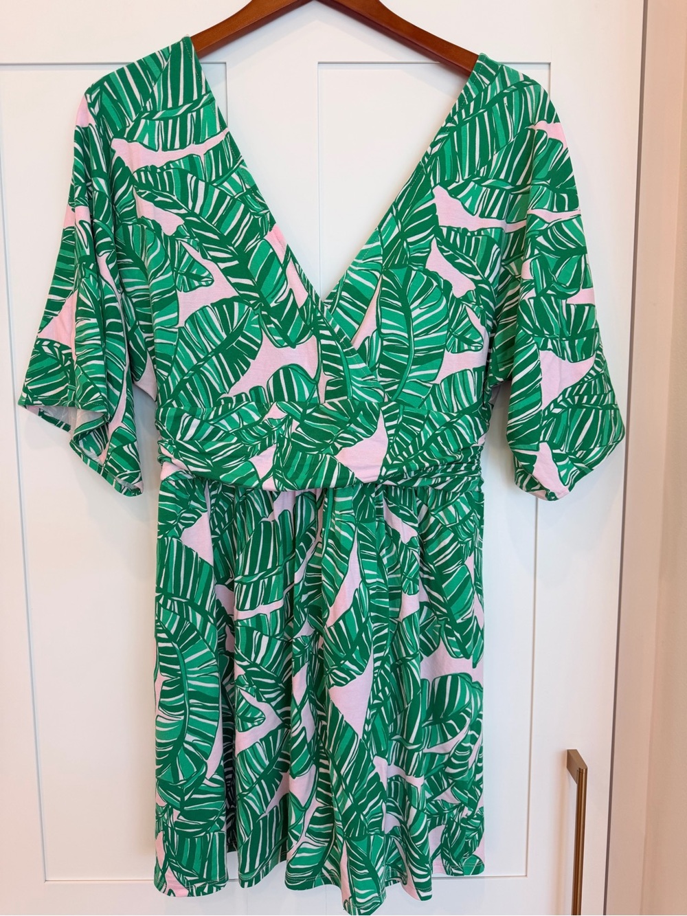 Lilly Pulitzer Pink & Green Tropical Label Detail Romper